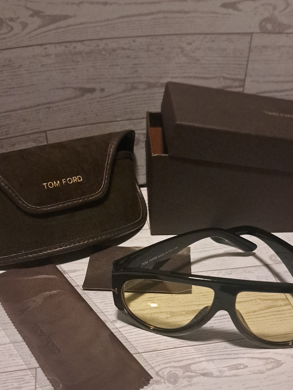 Tom Ford Black Frames with Yellow Lenses Men’s Sunglasses